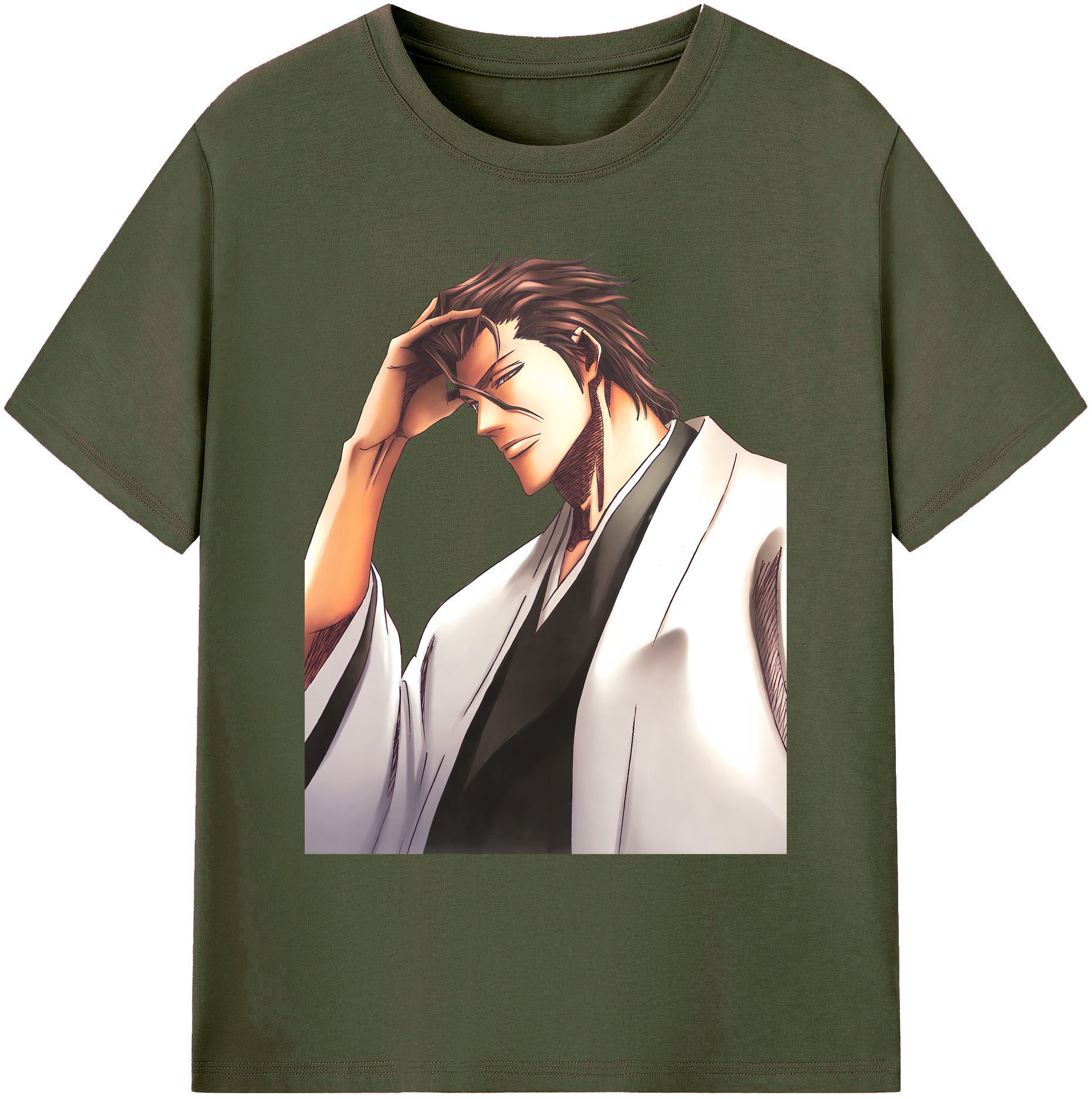 （画像用） ブリーチ 藍染 惣右介（あいぜん そうすけ） BLEACH Aizen Sousuke 綿100％ メンズ半袖Tシャツ｜肌触りやわらか＆通気性